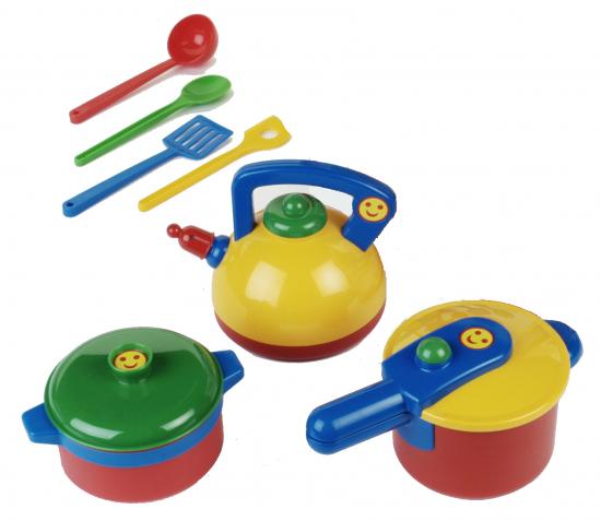 SET MINI DI PENTOLE E MESTOLI IN PLASTICA